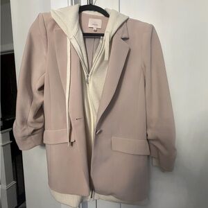 Cinq à Sept Pale pink and ivory Blazer with  Hood